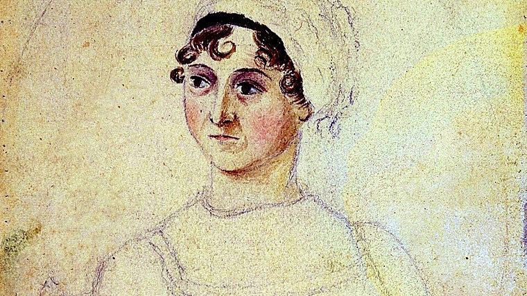 Retrato de Jane Austen feito por sua irmã Cassandra, 1810.