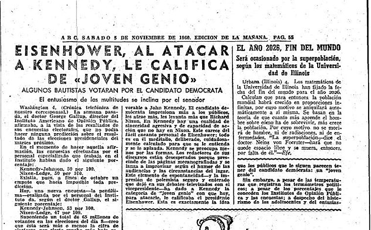 A imagem é um recorte de jornal de 5 de novembro de 1960.