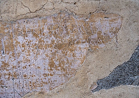 Imagen secundaria 1 - Grafito de una lucha de gladiadores, inscripción de 'Erato ama' y técnica utilizada