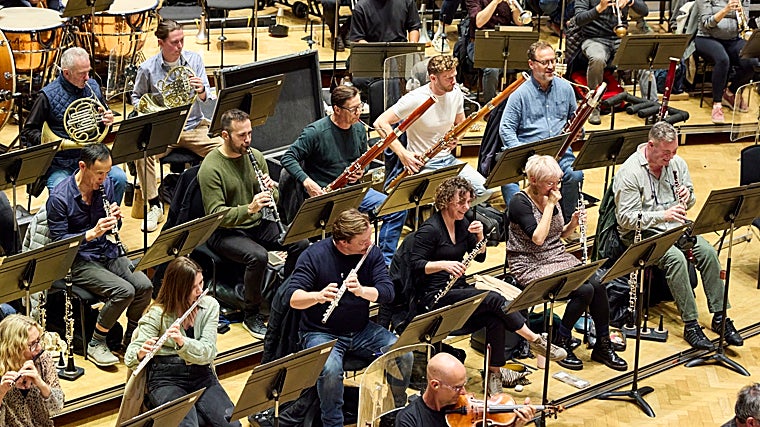 La London Symphony Orchestra durante un ensayo