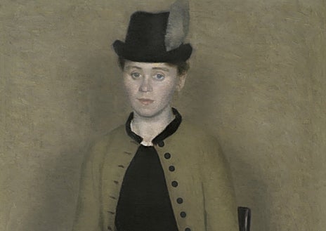 Imagen secundaria 1 - Arriba, Vilhelm Hammershøi. 'Autorretrato. La casa de campo Spurveskjul el Sorgenfri, al norte de Copenhague' (1911). Sobre estas líneas, a la izquierda, 'Retrato de Ida Ilsted, futura mujer del artista' (1890), de Hammershøi. Detalle. A la derecha, 'El violonchelista. Retrato de Henry Bramsen' (1893), de Hammershøi