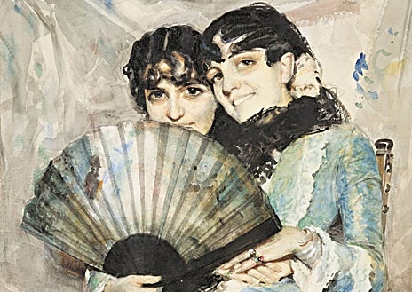 Imagen secundaria 1 - Arriba, 'Remero turco', 1886. Sobre estas líneas, a la izquierda, 'Las primas', 1882. Detalle. A la derecha, 'Daiduscha', 1887