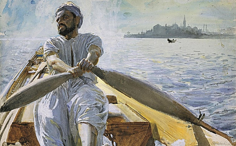 Imagen principal - Arriba, 'Remero turco', 1886. Sobre estas líneas, a la izquierda, 'Las primas', 1882. Detalle. A la derecha, 'Daiduscha', 1887