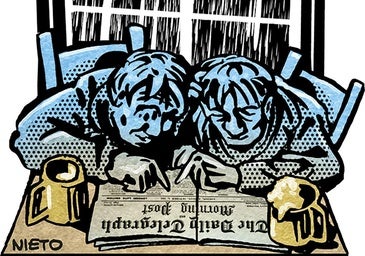 Mendigos bajo la lluvia