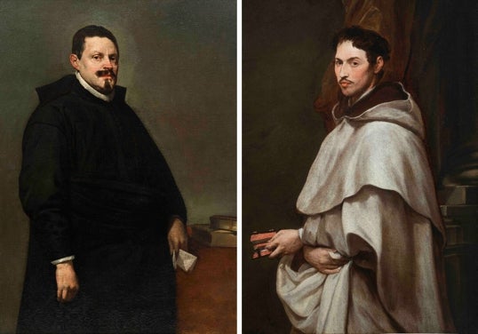 A la izquierda, 'Retrato de don Sebastián García de Huerta', de Velázquez. A la derecha, 'Retrato de un monje carmelita', de Alonso Cano.