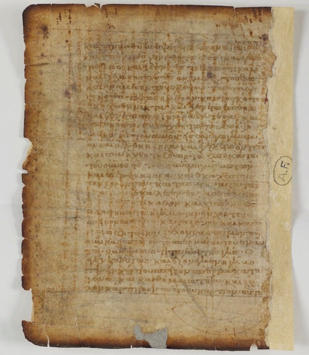 La otra cara de la página del palimpsesto descubierta en el Museo de Bellas Artes de Blois.