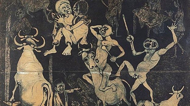 Imagen después - A la izquierda, 'Guernica', de Picasso. Museo Reina Sofía. A la derecha, 'Guernica africano', de Dumile Feni. National Heritage and Cultural Studies Centre, University of Fort Hare