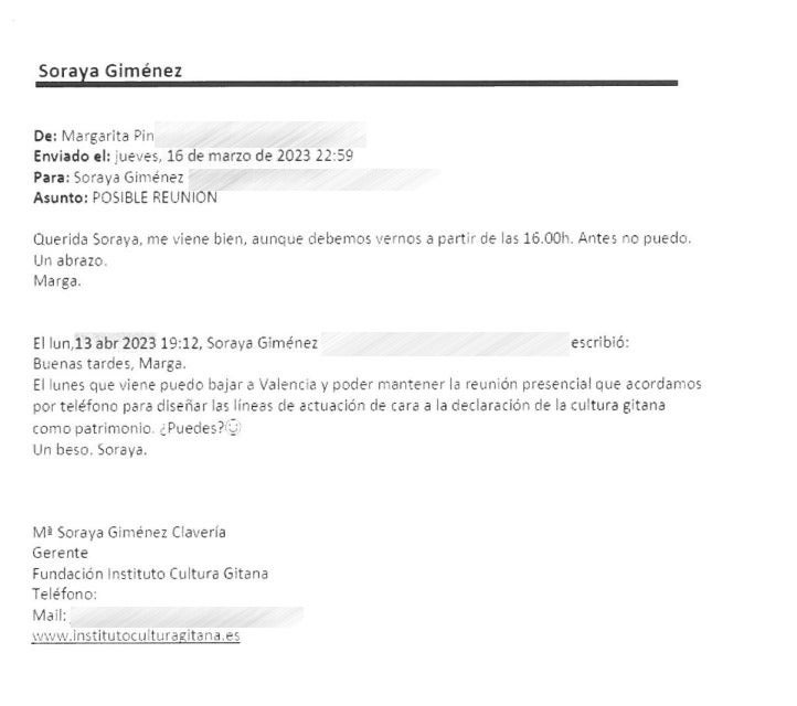 La gerente «responde» el 16 de marzo de 2023 a un mail que recibió el 13 de abril de 2023.