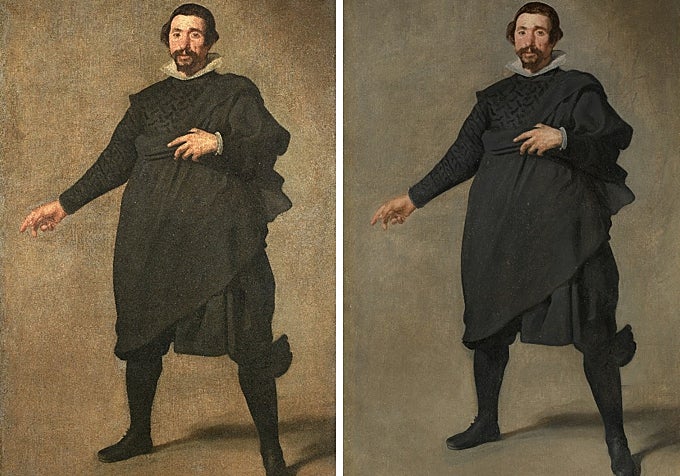 Pablo de Valladolid'in restorasyondan önceki (solda) ve sonraki portresi.