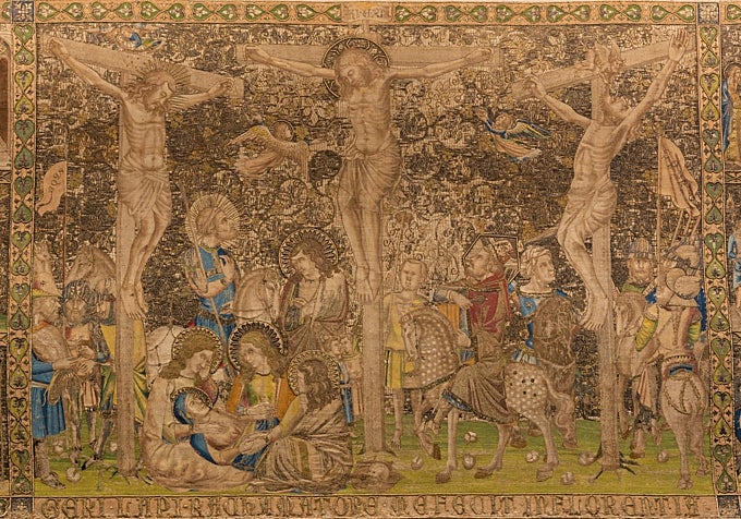 'Frontal de la Pasión', de Geri Lapi. Bordado de sedas policromadas e hilos de oro y plata sobre tela de lino, h. 1346-50.
