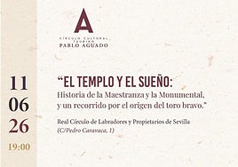 El Círculo Cultural Taurino Pablo Aguado presenta «El Templo y el Sueño», una conferencia sobre la historia de la tauromaquia sevillana