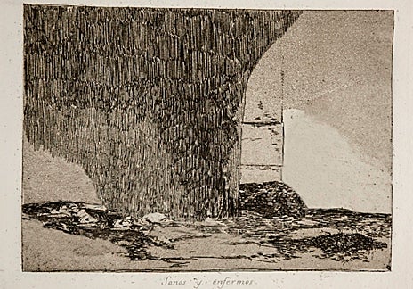 Imagen secundaria 1 - Detalle de algunas de las obras de Ballester basadas en pinturas y grabados de Goya presentes en su exposición en el IAACC Pzablo Serrano de Zaragoza