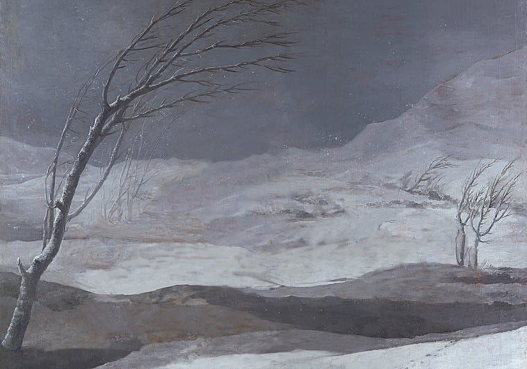 Imagen principal - Detalle de algunas de las obras de Ballester basadas en pinturas y grabados de Goya presentes en su exposición en el IAACC Pzablo Serrano de Zaragoza
