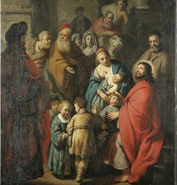 Imagen antes - 'Dejad que los niños se acerquen a mí', de Rembrandt