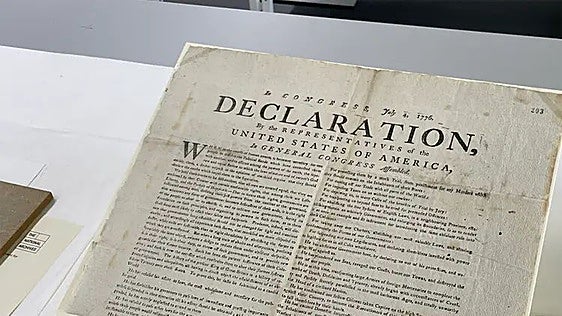 Hallan en Inglaterra una rara copia de la Declaración de Independencia de Estados Unidos