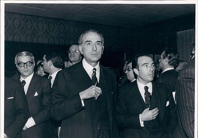 Joaquín Ruiz-Giménez y Marcelino Oreja.