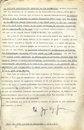 Imagen secundaria 2 - Parte del informe de Ruiz-Giménez pidiendo la revocación de la sentencia. Elección de Ruiz-Giménez como defensor de Bayo Cambronero. Final del informe de Ruiz-Giménez pidiendo la revocación de la sentencia.