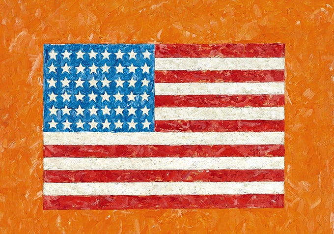 Detalle de 'Flag on Orange Field' (1957), de Jasper Johns