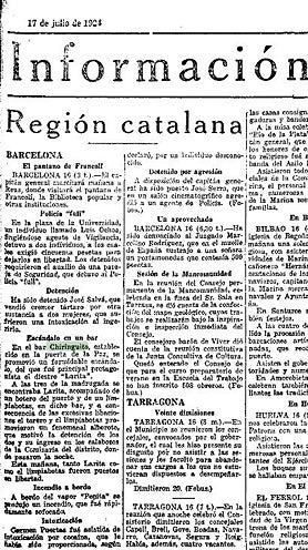 Imagen secundaria 2 - César González-Ruano, el fallecido Juan Rubio en El Chiringuito de Sitges y un detalle del periódico El Sol donde se cuenta el altercado del torero 'Larita' en el bar Chiringuito de Barcelona en 1924