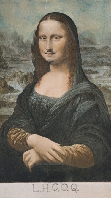 Marcel Duchamp. 'L.H.O.O.Q.', 1919. Reproducción de la 'Mona Lisa', de Leonardo da Vinci. Colección privada.