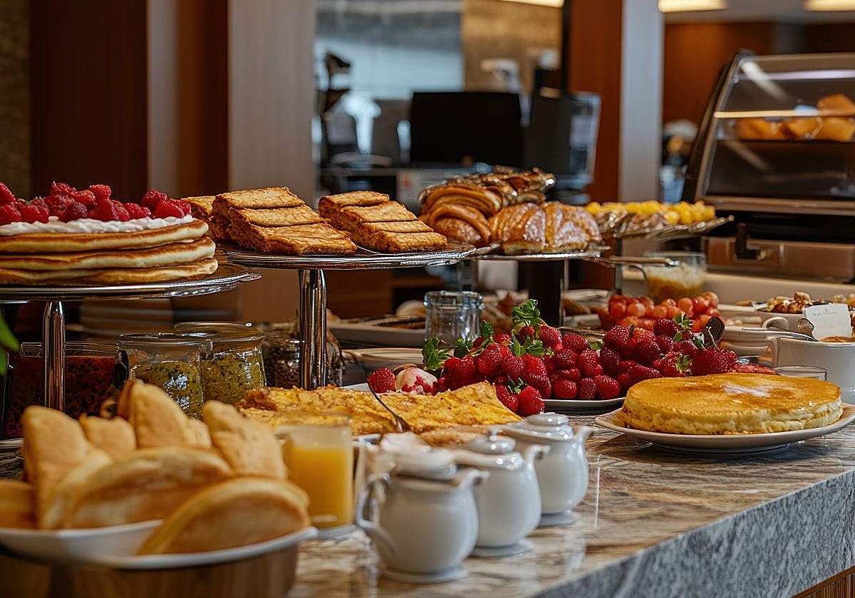 Un apetitoso bufé de hotel.