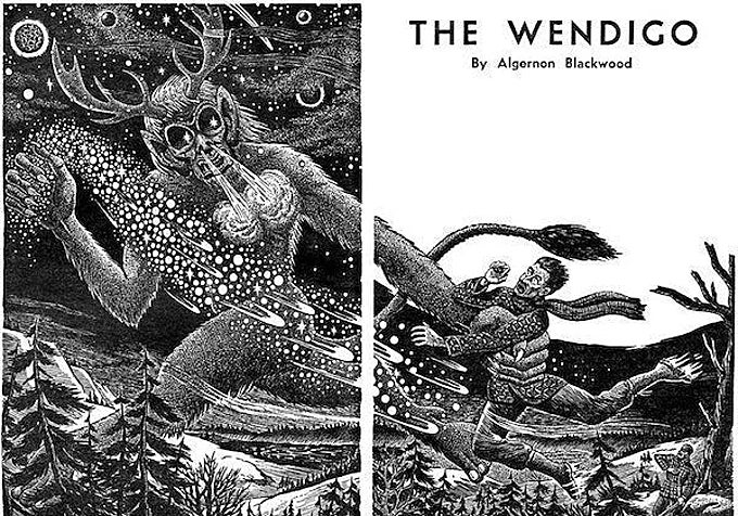 Ilustración del Wendigo Lovecraftiano, por Algernon Blackwood