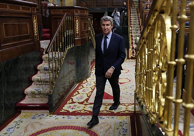 Alberto Núñez Feijóo, en febrero en el Congreso de los Diputados.