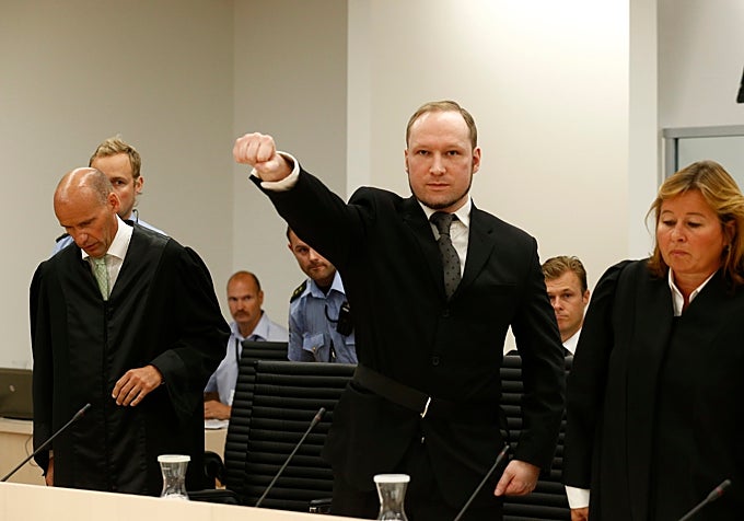 El asesino noruego Breivik durante uno de los juicios celebrados
