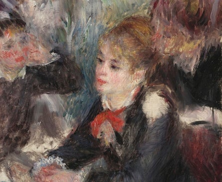 Imagen secundaria 1 - Tres obras de Renoir. Arriba, 'La señora Monet y su hijo' (1874). Sobre estas líneas, a la izquierda, 'En el Milliner's' (1878). Detalle. A la derecha, 'Las hijas de Paul Durand-Ruel, Marie-Thérèse y Jeanne' (1882).