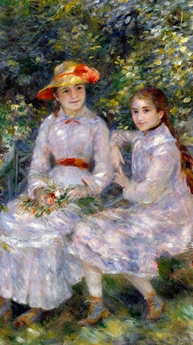 Imagen secundaria 2 - Tres obras de Renoir. Arriba, 'La señora Monet y su hijo' (1874). Sobre estas líneas, a la izquierda, 'En el Milliner's' (1878). Detalle. A la derecha, 'Las hijas de Paul Durand-Ruel, Marie-Thérèse y Jeanne' (1882).