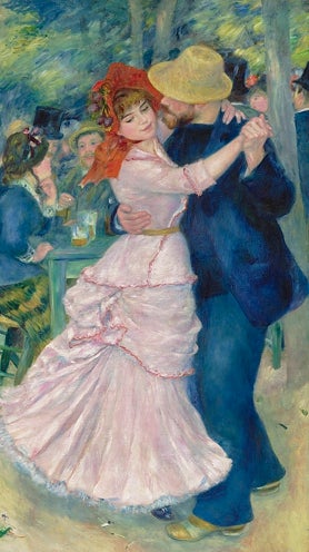 Imagen secundaria 2 - Tres obras de Renoir. Arriba, 'Remeros en Chatou' (1879). Sobre estas líneas, a la izquierda, 'El columpio' (1876). Detalle. A la derecha, 'Baile en Bougival' (1883).