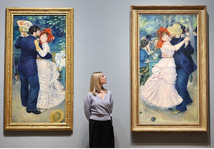 Dos escenas de baile pintadas por Renoir. Museo d'Orsay de París y Museo de Bellas Artes de Boston.