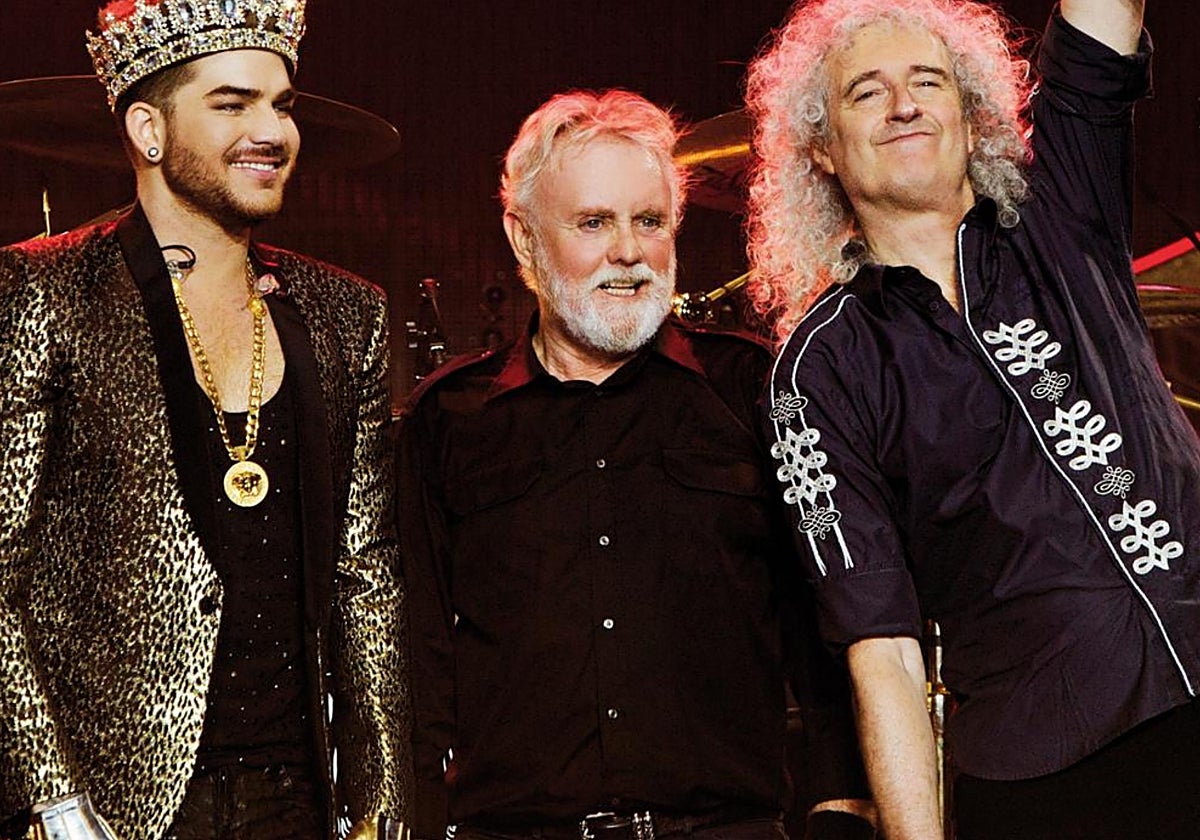 Adam Lambert, Roger Taylor y Brian May, de Queen