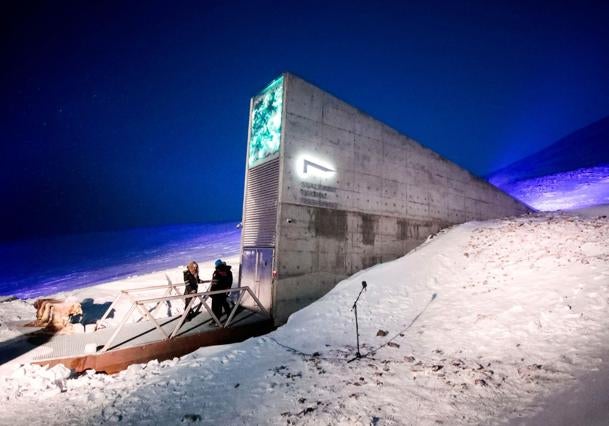 Fachada de la Bóveda Global de Semillas de Svalbard.