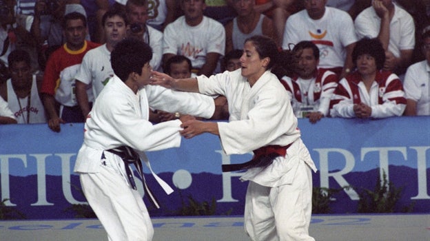 Almudena Muñoz, en la final contra la japonesa Noriko Mizoguchi