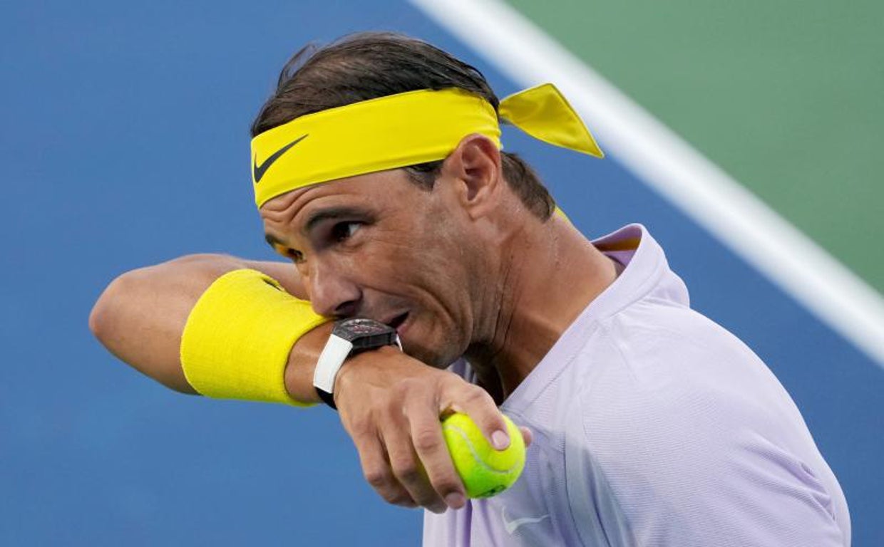 Nadal, durante su etreno en Cincinnati