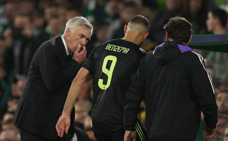 Momento en el que Benzema se marchó lesionado de Celtic Park