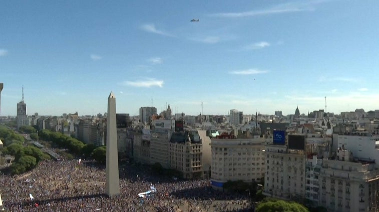 En vídeo: La selección argentina sobrevuela en helicóptero la fiesta de Buenos Aires