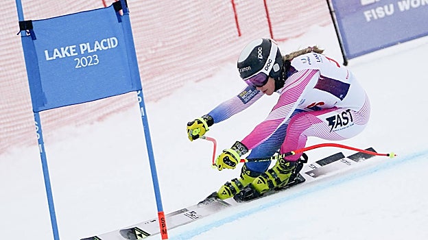 Celia Abad, en plena competición en Lake Placid