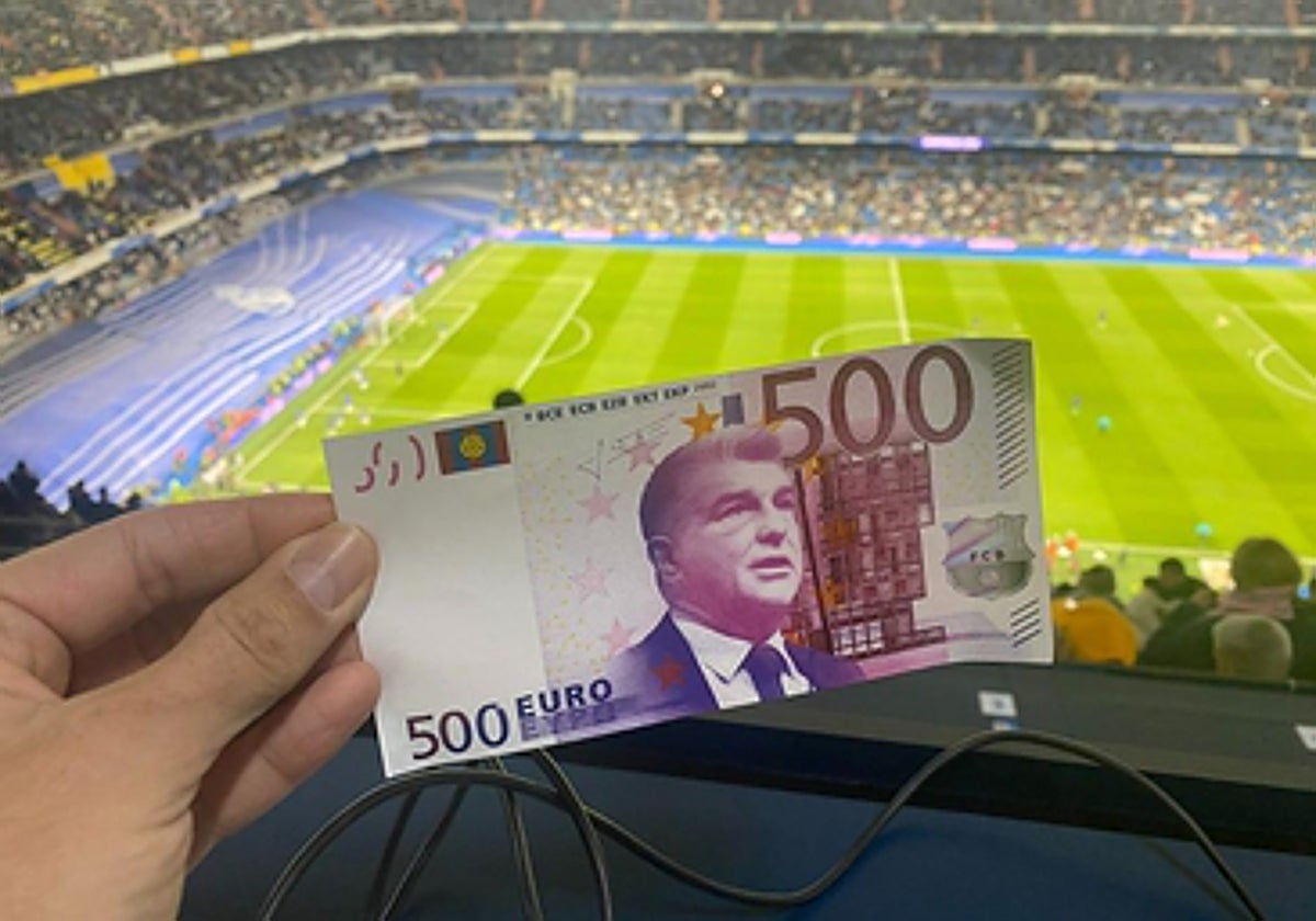 Uno de los billetes que se repartieron en el Bernabéu durante el partido de Copa la semana pasada