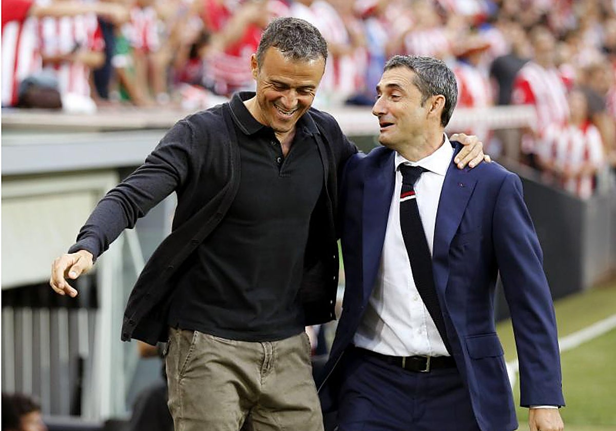Luis Enrique y Valverde en 2016 cuando entrenaban a Barcelona y Athletic