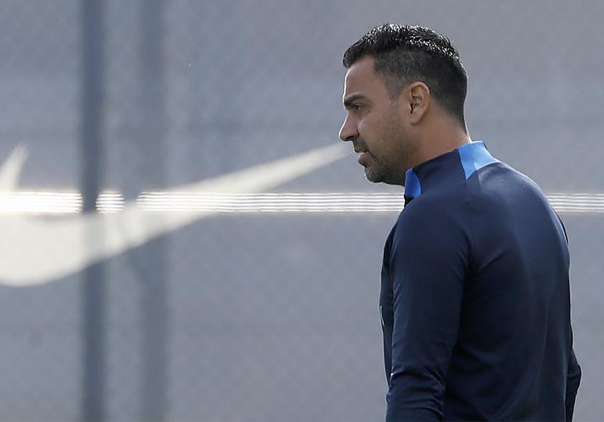Xavi, durante el entrenamiento de este sábado