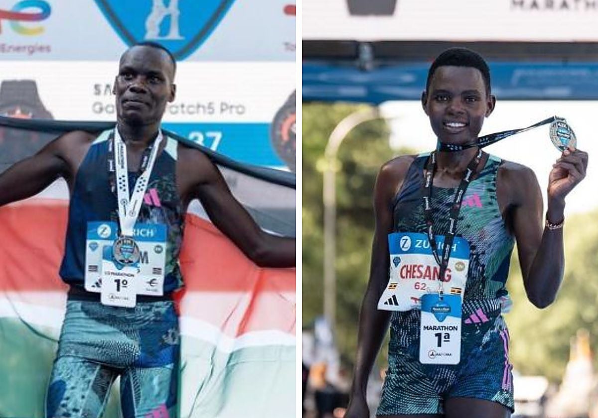 Geoffrey Kusuro y Doreen Chesang, ganadores del Maratón de Madrid 2023