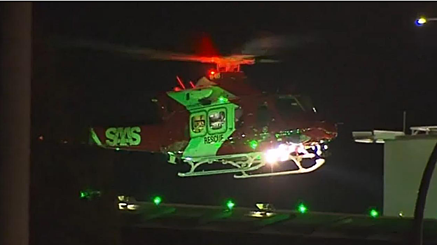 El helicóptero que trasladó al futbolista al hospital