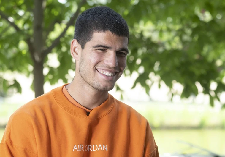 Carlos Alcaraz, en su rueda de prensa del Mutua Madrid Open