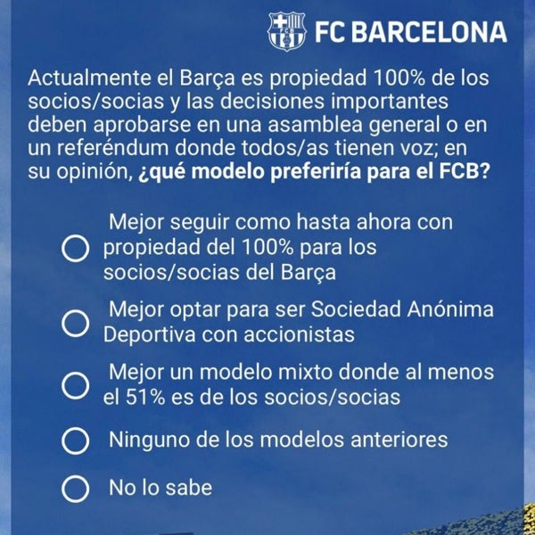 El Barça ya pregunta a sus socios si quieren sociedad anónima