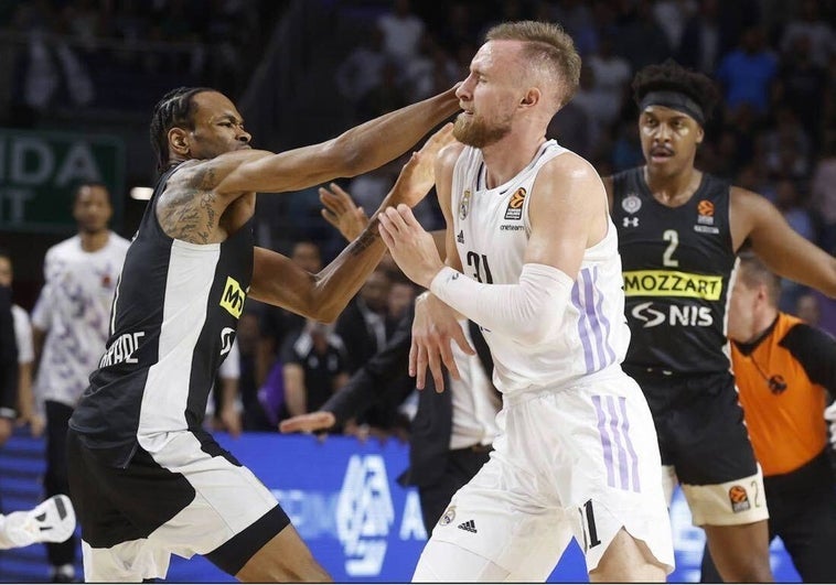 La brutal pelea entre jugadores del Real Madrid y el Partizan, en imágenes