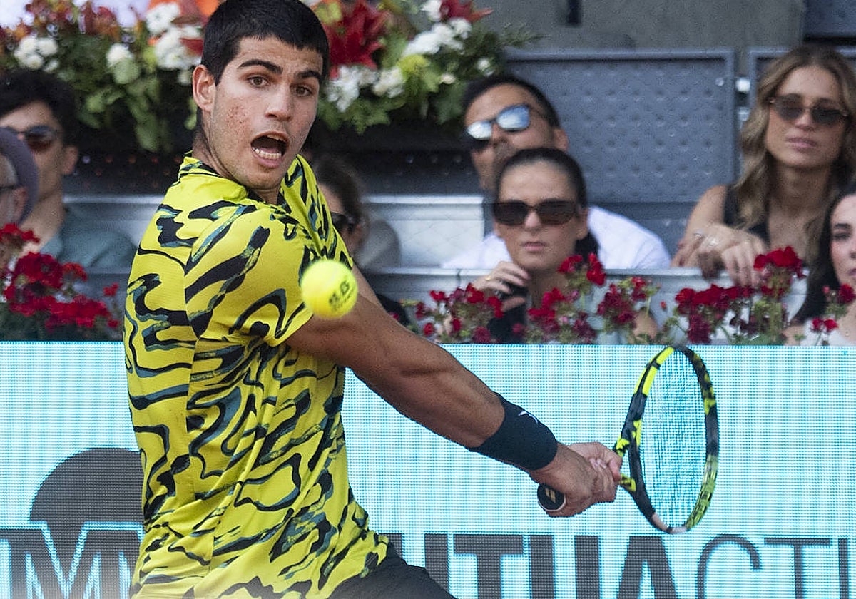 Carlos Alcaraz, durante un partido en el Mutua Madrid Open