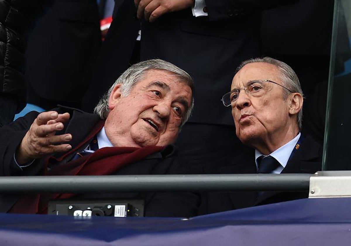 Florentino Pérez, en el palco del Ethiad