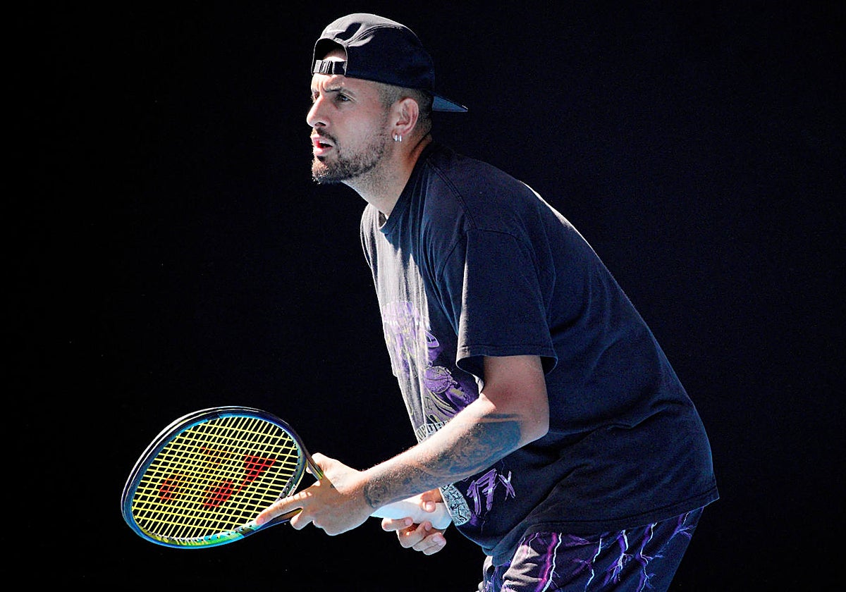 Kyrgios, durante un entrenamiento en Australia